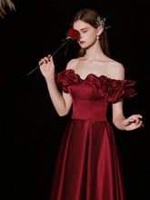 Burgundy Princess Cinderella Prom Dress Ball Gown - DollyGown